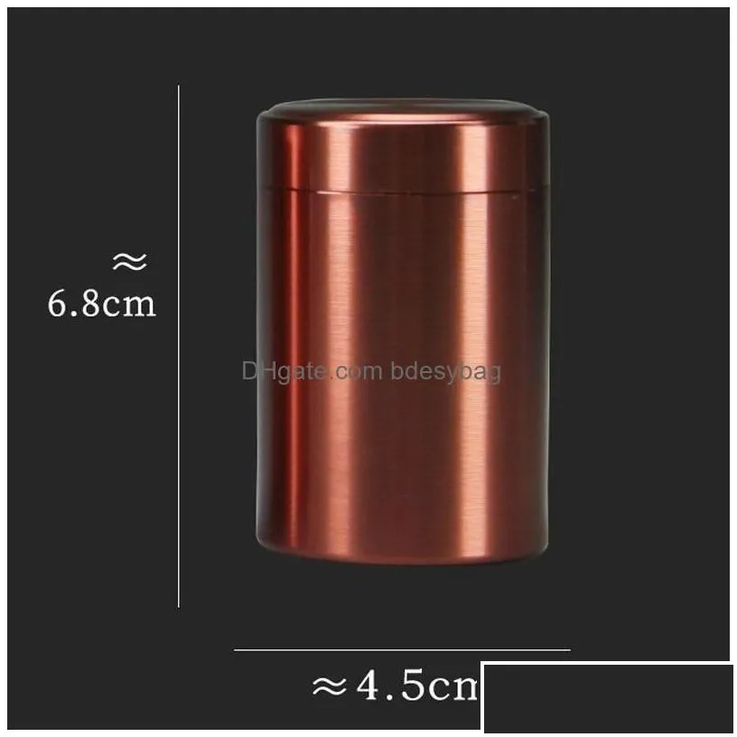 storage boxes bins solid color airtight smell proof container aluminum alloy herb stash metal sealed can tea jar lx5516 drop deliv