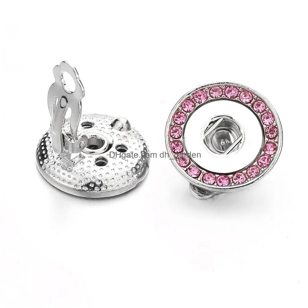 Stud Crystal 12Mm Snap Earrings Mini Button Earring For Women Snaps Jewelry Drop Delivery Dhgarden Dh1Bb