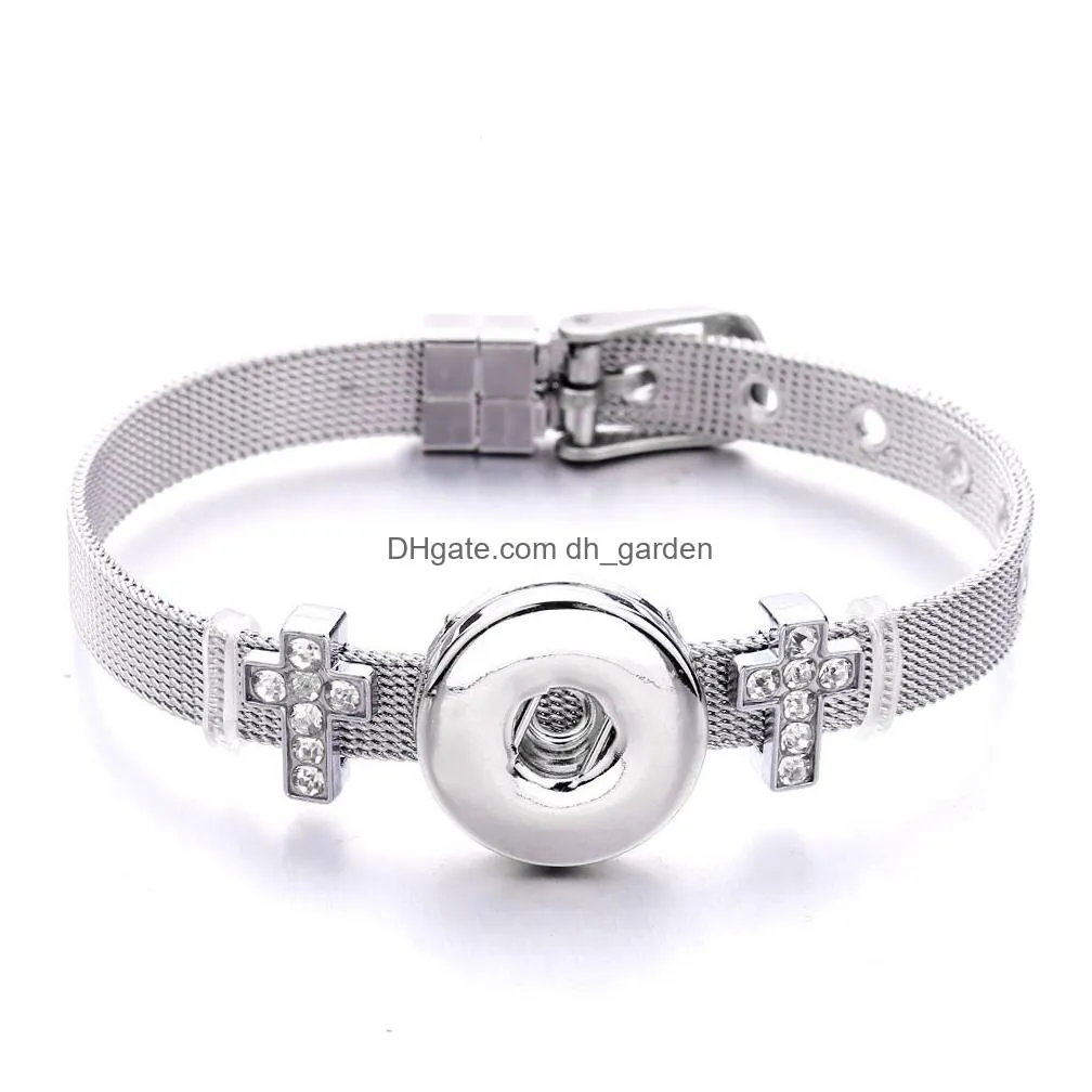 Charm Bracelets Stainless Steel Snap Button Bracelet Bangle Fit 18Mm Buttons Jewelry Heart Crown For Women Men Drop Delivery Dhgarden Dhuac