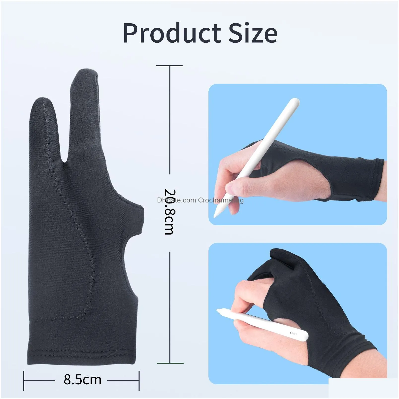 Painting Supplies 1Pc Artist Ding Protective Glove For Any Graphics Table 2 Finger Anti-Foing Both Right And Left Hand Gloves Drop Del Dhqop