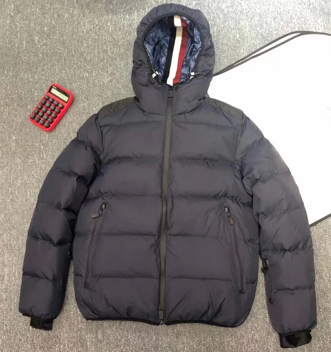 Men`s Down Parkas Ski Jacket for Men Black Winter Coat Hooded Designer Warm Pocket Parka Two-way Zipper A1hi