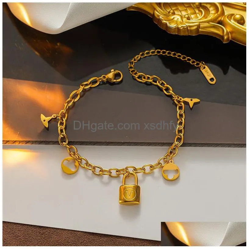 classic fashion designer 4/four leaf clover jewelry gold bangle bracelets for women chain elegant jewelery gift no