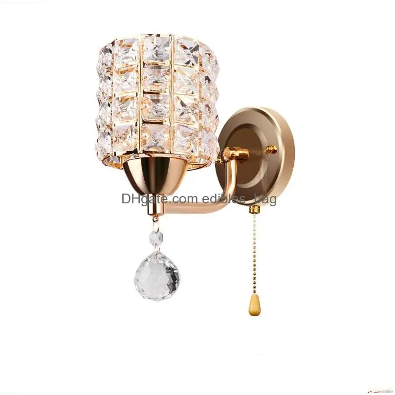 wall lamp modern luxury bedroom crystal light golden polished chrome bathroom sconces washroom fixtures