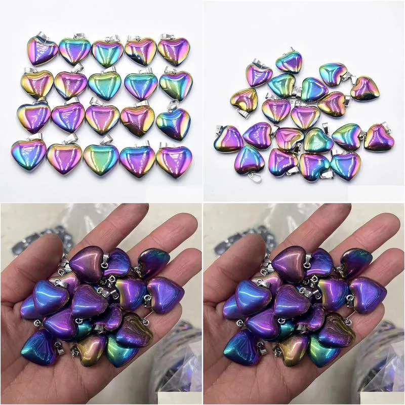 Charms Love Heart Stone Pendants 20Mm Wholesale 20/Lot Natural Colorf For Diy Jewelry Making Women Gift Drop Delivery Finding Dhgarden Dhgih