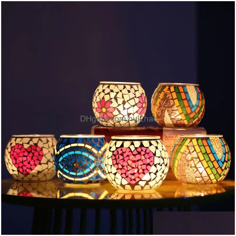 crystal glass mosaic candle holders home table decoration wedding decorations candles lantern valentine gift