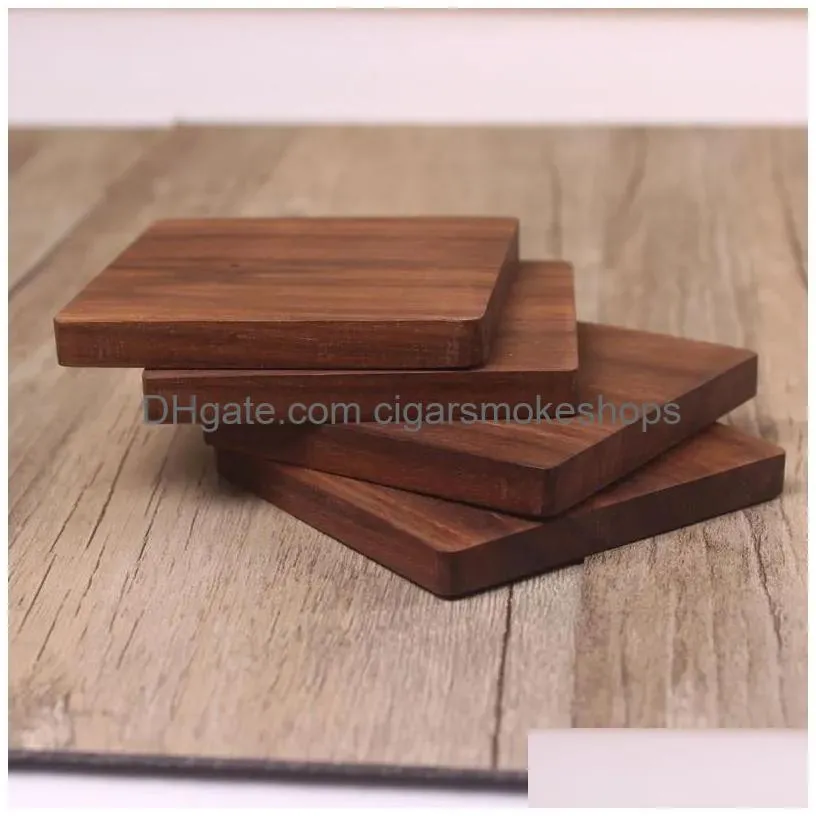 Tea Trays Solid Wood Coasters Cup Tools Insated Drinking Pads Black Walnut Teapot Table Mats Home Desk Decoration Drop Delivery Garden Dh3De