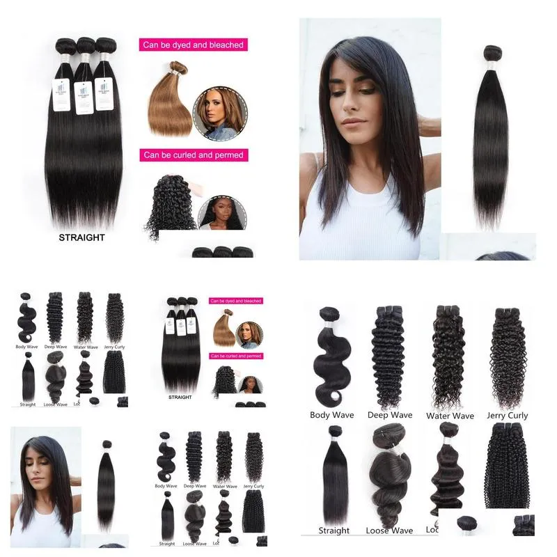 4-Wholesale 10 Bundles Raw Virgin Indian Hair Weave Straight Body Deep Curly Natural Brown Color Unprocessed Human Hair Extensions10-26