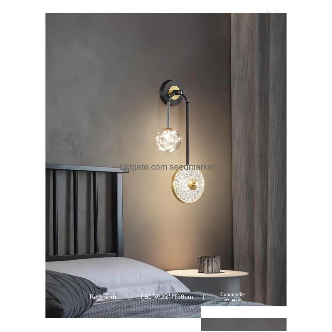 wall lamp modern bedroom bedside decoration living room sconce with switch knob dimming light led for home