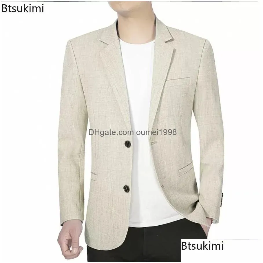 Men`S Suits & Blazers 2024 Mens Suit Jacket Casual Busin Slim Fitting Bazers Men Solid Minimalist Job Clothing Wedding Male 02Pj Drop Dhdrq