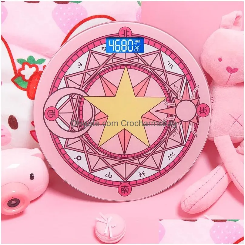 Other Housekeeping & Organization Scales Cute Pink Magic Array Bathroom Scale Lcd Display Electronic Digital Body Weighing Smart Fat N Dhnmw