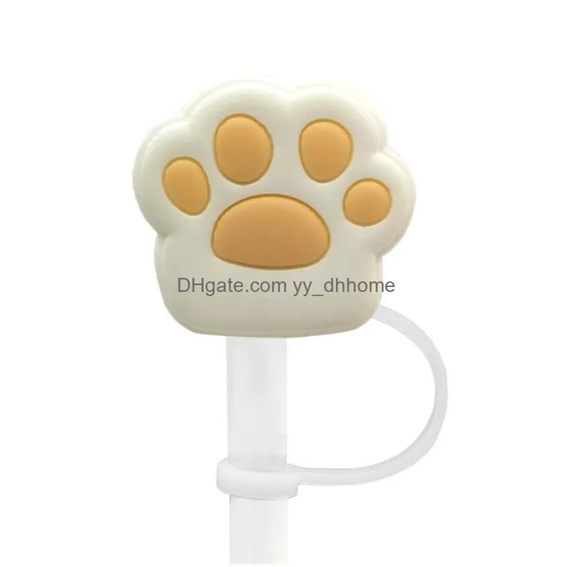 dog straw cover topper silicone accessories cover charms reusable splash proof drinking dust plug decorative diy your own 8mm straw