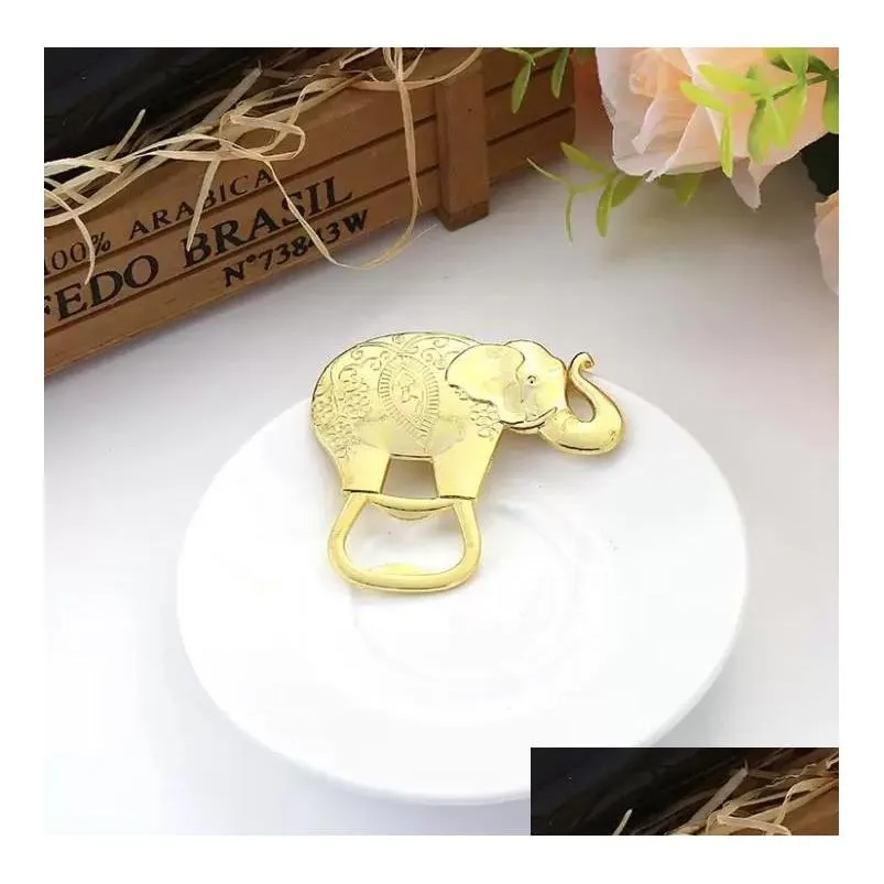 gold wedding favors and gift lucky golden elephant wine bottle opener