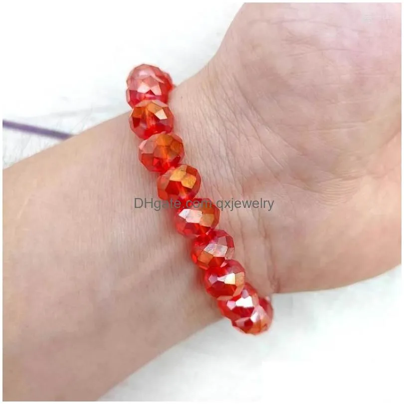Beaded Strand Stretch Faceted Ab Glass Crystal Bracelets Bangles For Women Red White Blue 4Th Of Jy Independence Day Wholesale Drop D Dhgym