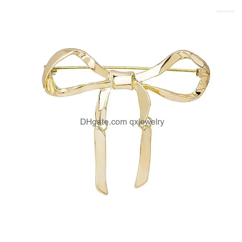 Pins, Brooches Simple Style Sweet Cute Metal Bowknot Bow Shape Brooch Pin For Women Uni Lover Aesthetic Decoration Fashion Jewelry Dr Dh3Kh