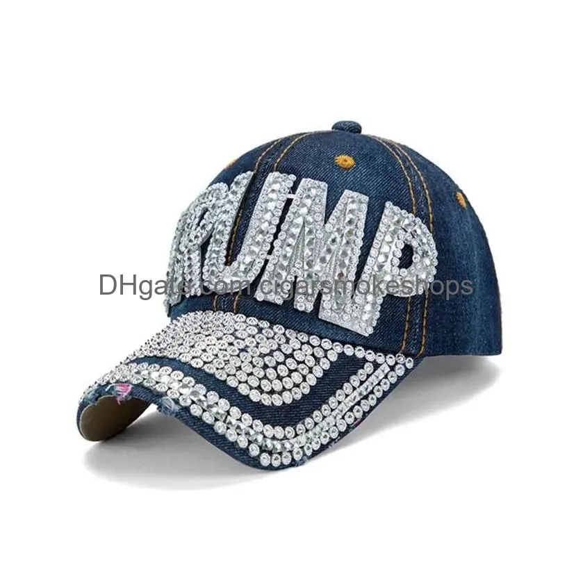 Party Decoration 13 Styles Bling Diamond Trump 2024 Baseball Cap Usa Election Campaign Hat  Diamonds Caps Adjustable Snapback Wo Dhqgh