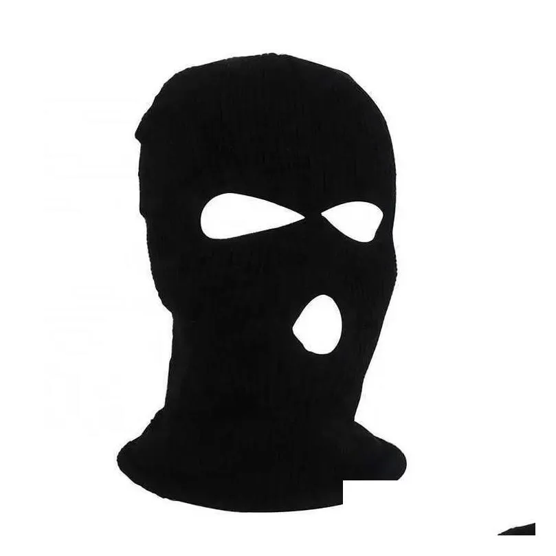 Party Masks Custom Design Embroidery Clava Motorcycle 3 Hole Fl Face Knit Ski Mask Beanie Hatbeanie Drop Delivery Home Garden Festive Dhyqa