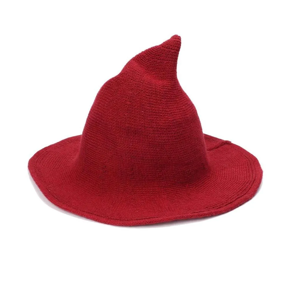 Party Hats Halloween Witch Diversified Along The Sheep Wool Cap Knitting Fisherman Hat Female Fashion Pointed Basin Bucket Fy4892 Drop Dhnco