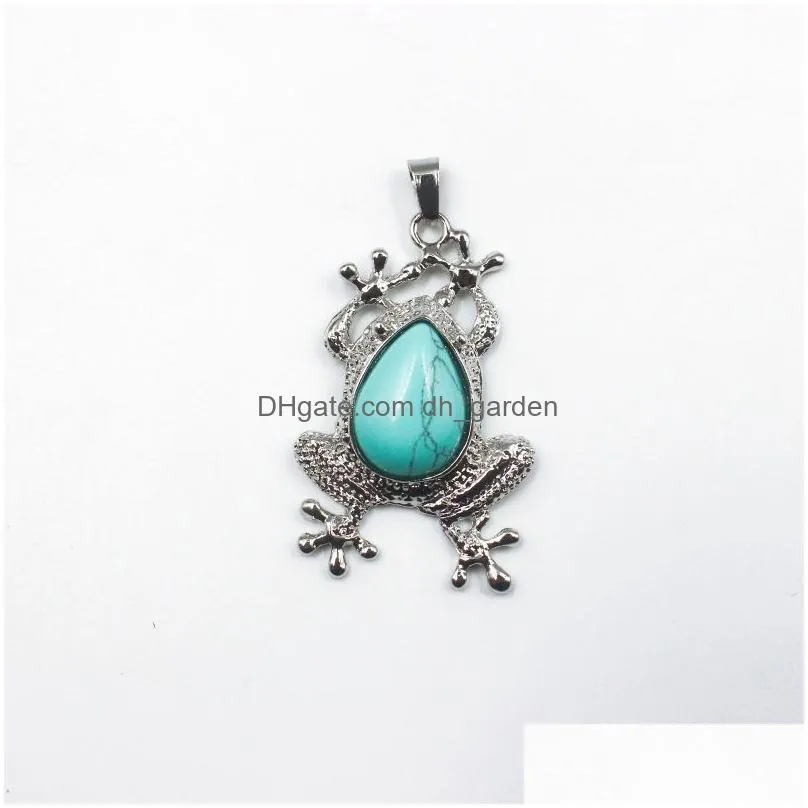 Charms Natural Stone Frog Style Pendants Amethyst Opal Pink Crystal Pendant For Jewelry Making Necklaces Drop Delivery Findin Dhgarden Dhcil
