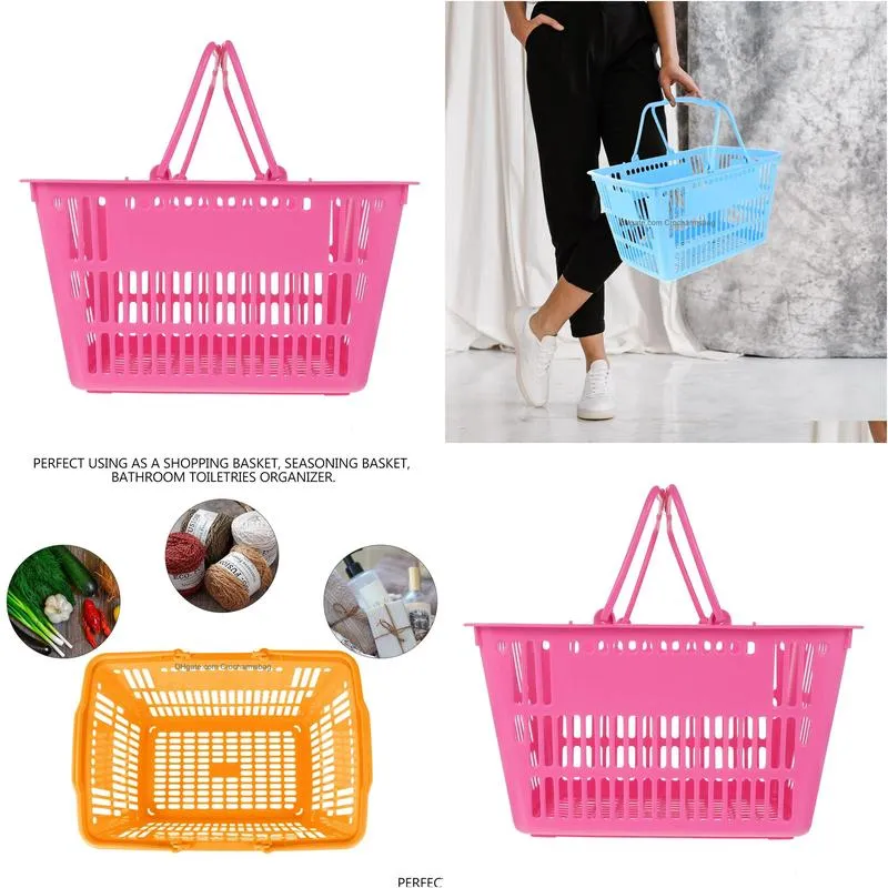 Storage Bags Baskets Basket Shop Vegetable Handles Mall Store Sundries Practical Organizing Retail Supermarket Grocery Kids Drop Deliv Dhq2D