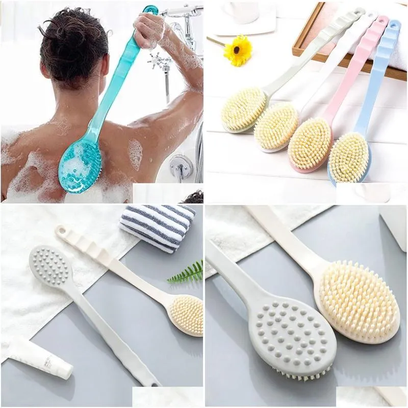 Bath Brushes, Sponges & Scrubbers Brush Back Body Shower Sponge Scrubber Brushes With Handle Exfoliating Scrub Skin Masr Exfoliation B Dhumy