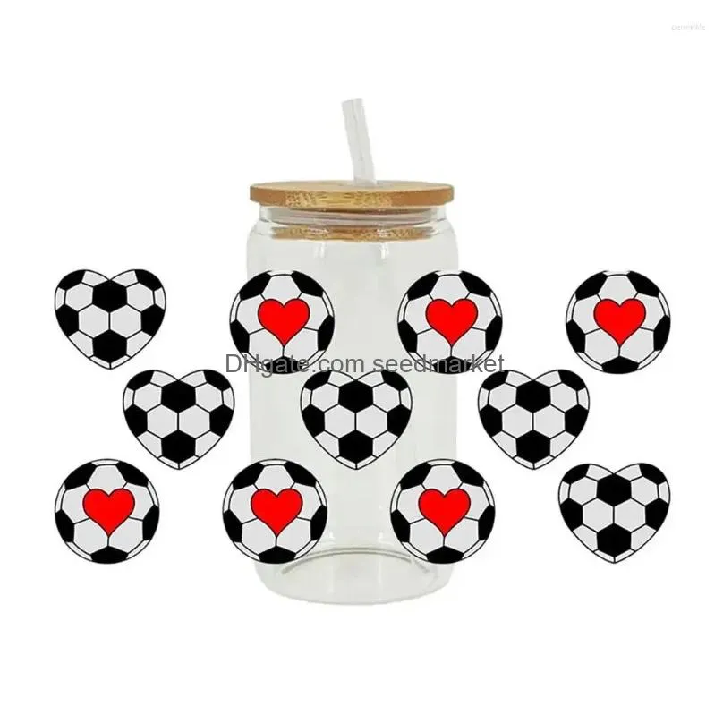 window stickers ball print uv dtf transfers 16oz cup wrap for diy glass waterproof oil-resistant tear-resistant football sticker m3c4
