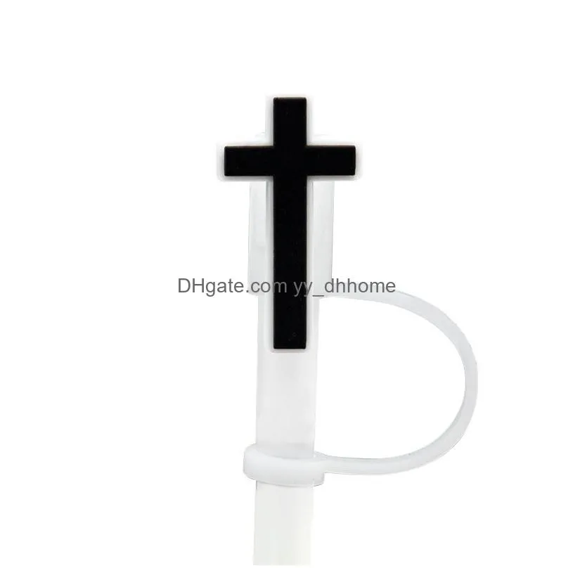 custom religion soft silicone straw toppers accessories cover charms reusable splash proof drinking dust plug decorative 8mm straw party