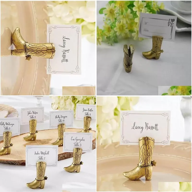 Party Decoration  Boot Place Card Holder Table Centerpiece Wedding Bridal Shower Favors Seat Number Holders Wholesale Drop Deli Dhxzp