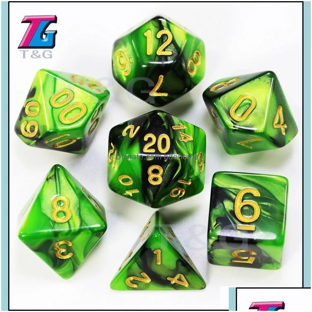 gambing leisure sports games outdoors mixed color dice set d4-d20 dungeons and dargon rpg mtg board game 7pcs/set drop delivery 2021
