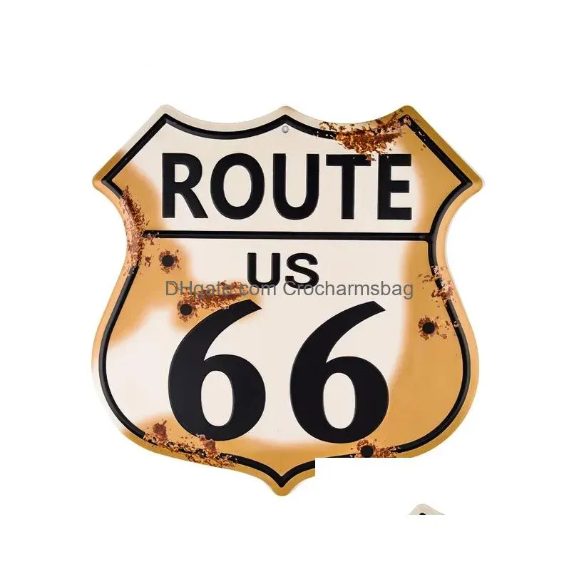 Other Housekeeping & Organization Sets Us Route 66 Irregar Shield Metal Tin Sign Vintage Bar Motor Club Cafe Garage Pin Up Signs Wall Dhni6