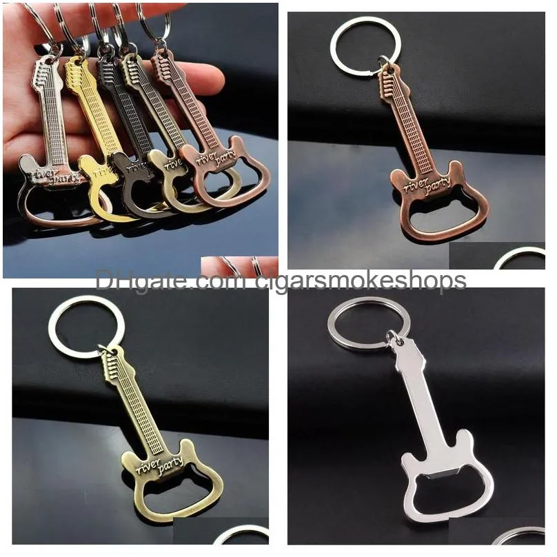 Openers Retro Guitar Opener Metal Keychain Mtifunction Creative Music Bar Gastropub Practical Gifts Pendant Party Gift Drop Delivery H Dhcwd