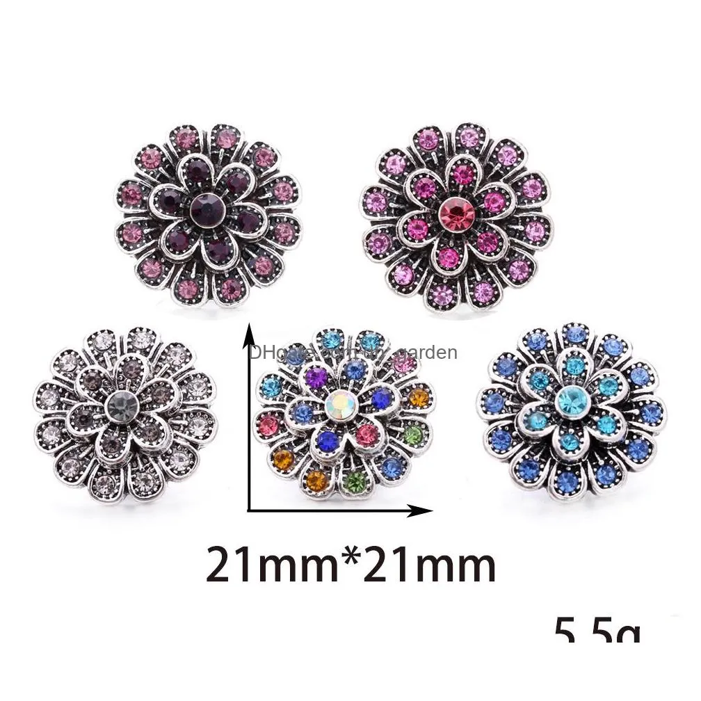 Clasps & Hooks Snap Jewelry Diy 18Mm Metal Crystal Flower Buttons For Button Bracelet Necklace Earrings Drop Delivery Finding Dhgarden Dhxct