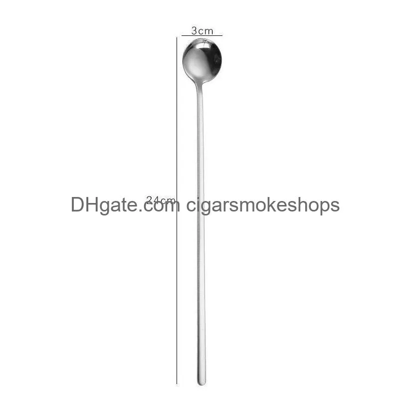 Spoons Long Handle Coffee Tea Stir Spoon Stainless Steel Cocktail Stirring Dessert Scoop Cafe Kitchen Accessory Wholesale Drop Deliver Dhbmf