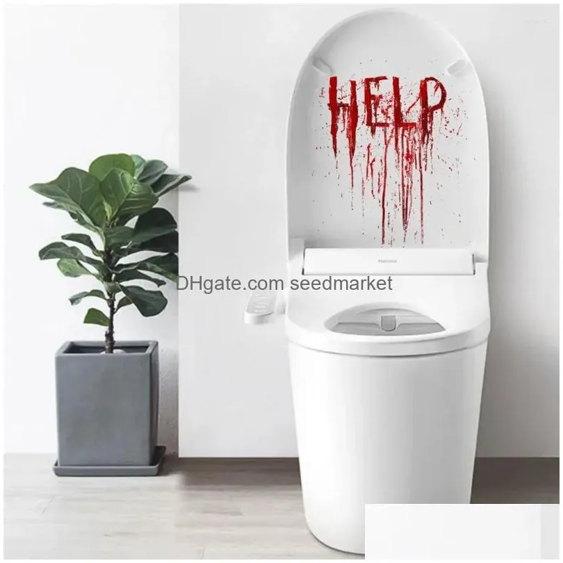 window stickers halloween horror theme wall sticker personality creative bloody help signal glass home holiday wallpaepr decoration