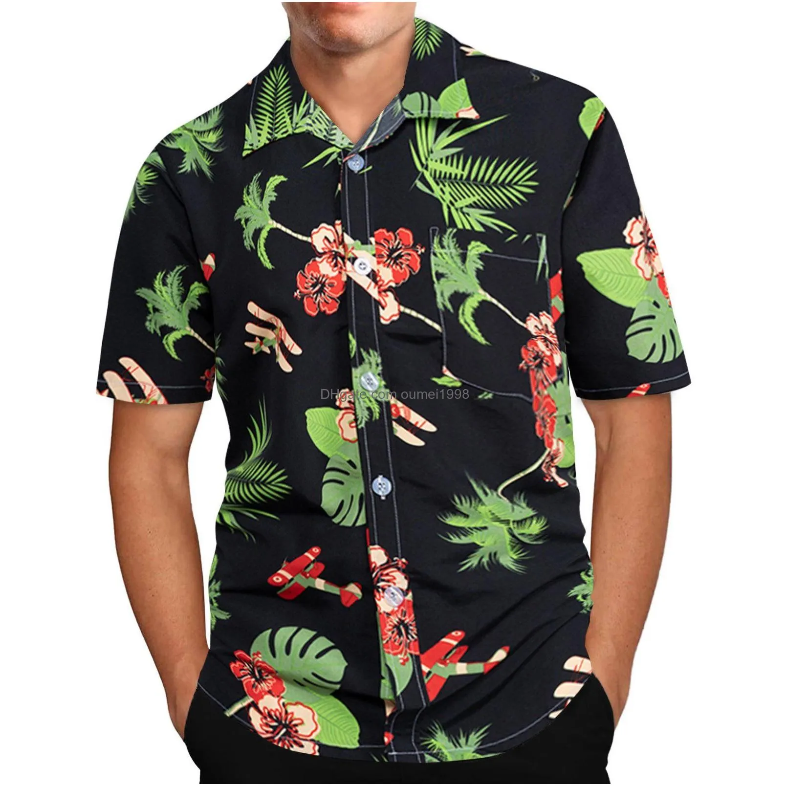 Men`S Dress Shirts Shirt For Mens Hawaiian Banana Fruit Casual 3D Printed Beach Short Sleeve Brand Imported Clothing Plus Size Street Dhv7T