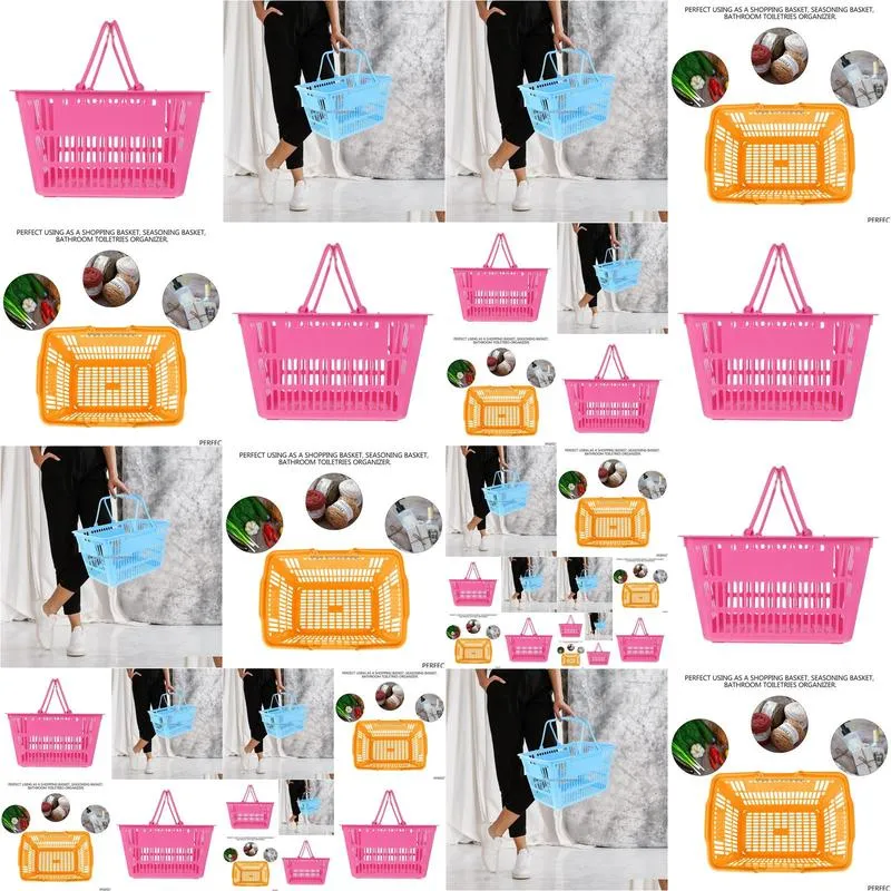 Storage Bags Baskets Basket Shop Vegetable Handles Mall Store Sundries Practical Organizing Retail Supermarket Grocery Kids Drop Deliv Dhq2D