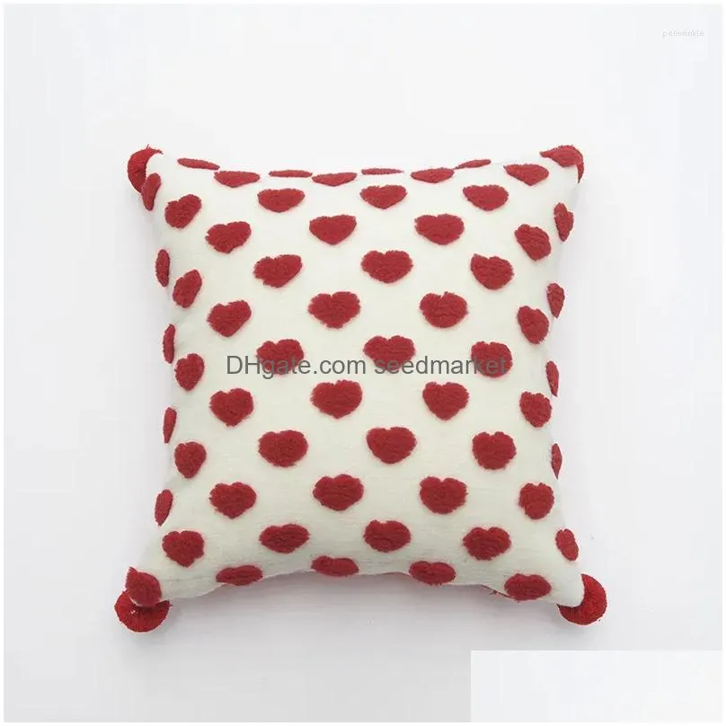pillow red three-dimensional love heart cover embroidery pattern 45x45cm decorative pillowcase for sofa housse de coussin