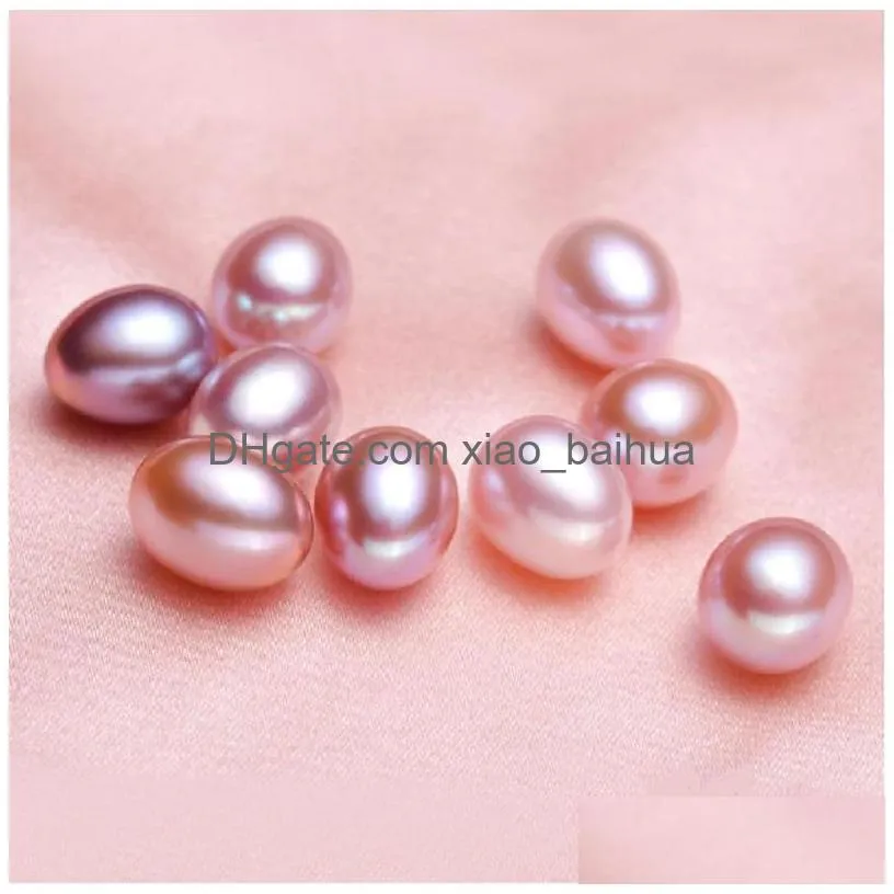 2017 new DIY elliptical high light Half a hole white pink purple Natural  water pearl 5-7mm loose beads of pearl wholesale