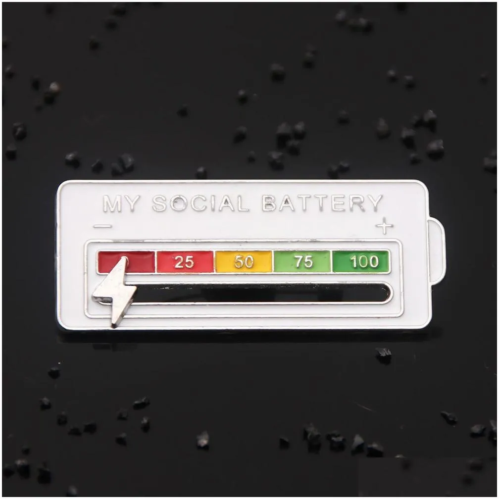 Interactive Mood Pins Social Battery Pin My Social Battery Creative Lapel Pin Fun Enamel Emotional Pin7 Days A Week