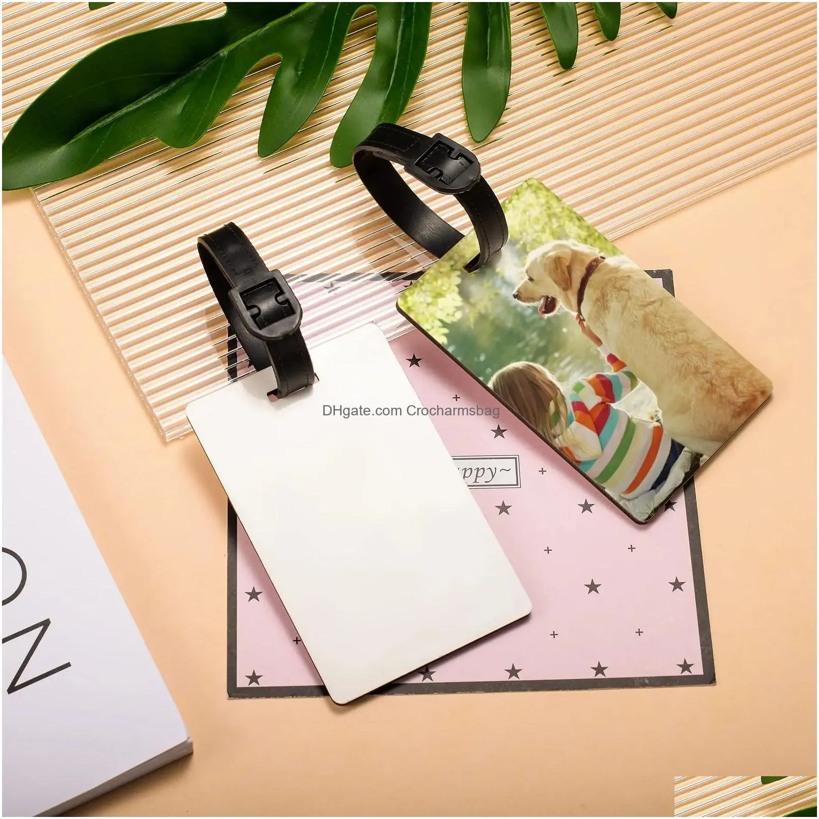 Hooks & Rails 5/10 Sets Sublimation Blank Lage Tags With Strap Double Sided Travel Heat Transfer Name Id Card Diy Identify Drop Delive Dh0A6