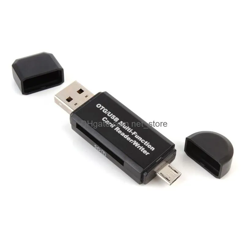 2 in 1 memory card readers otg/usb multi-function card reader/writer for pc smart mobilephones with bag or box pacakge