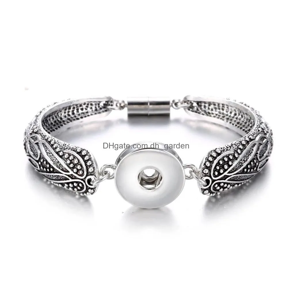 Charm Bracelets Vintage Metal 18Mm Snaps Buttons Jewelry Magnetic Snap Button Bracelet For Women Men Drop Delivery Dhgarden Dhcxb