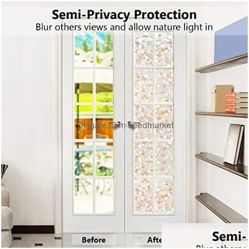 window stickers 5m film clings stained decorative for glass static door covering decals pebble pattern