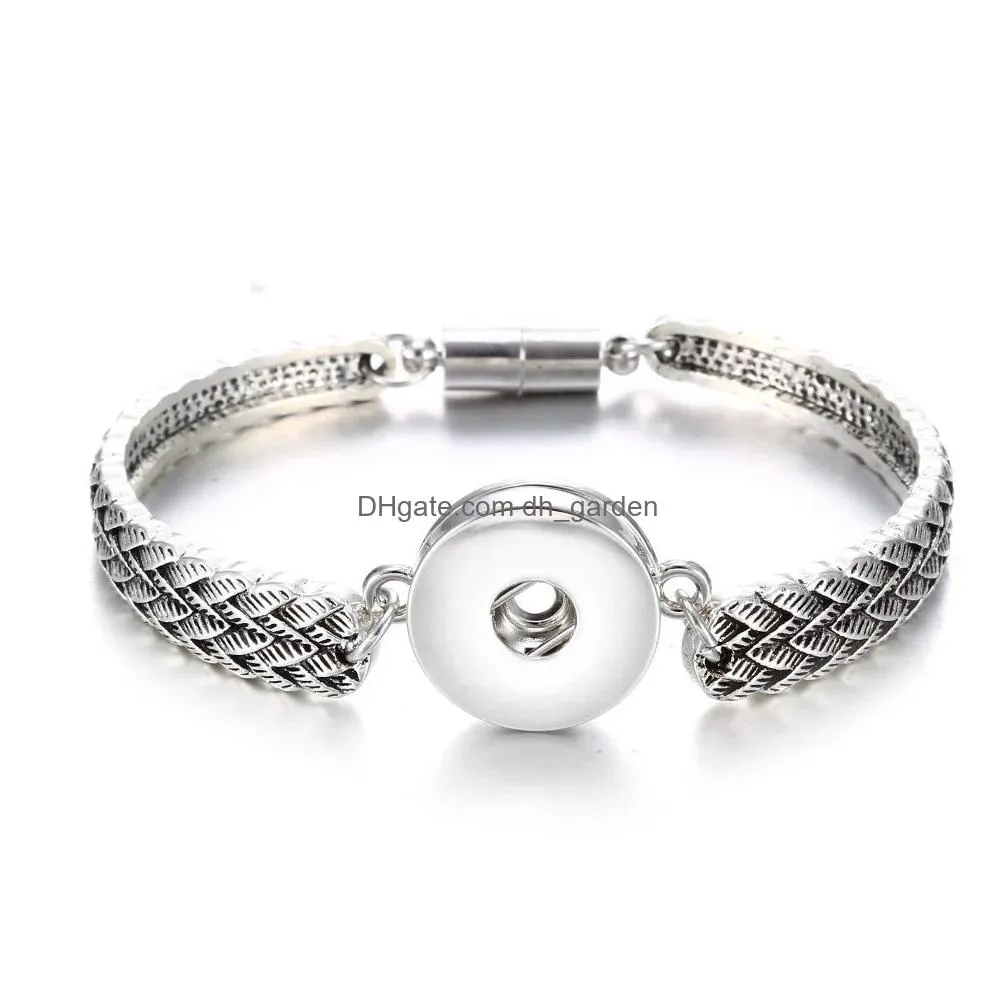 Charm Bracelets Vintage 6Styles Metal 18Mm Snaps Buttons Jewelry Magnetic Snap Button Bracelet For Women Men Drop Delivery Dhgarden Dhwxa