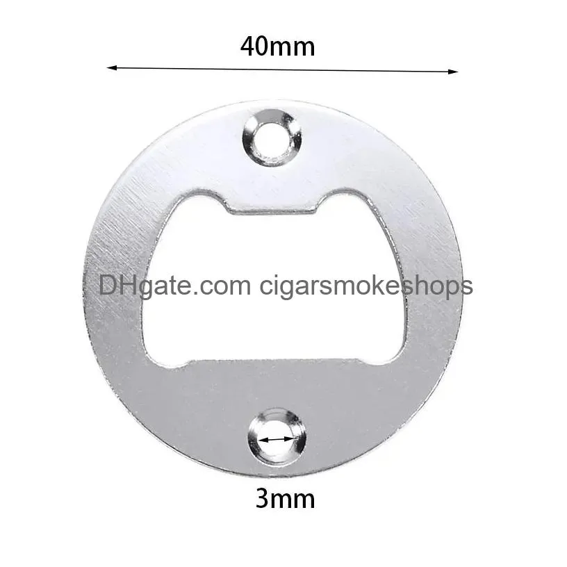 Openers Stainless Steel Bottle Opener Polished Iron Round 40Mm Diy Wine Beer Inserts Tools With Screws For Home Kitchen Bar Drop Deliv Dhdmp