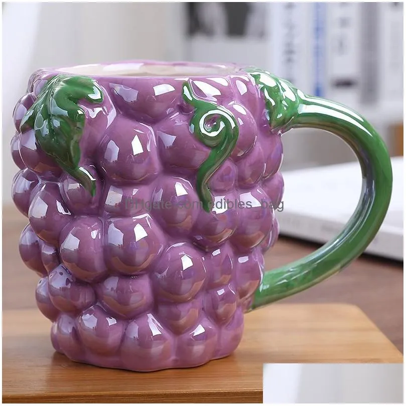 creative colorful fruit ceramic cup strawberries pineapple mug cartoon fruit childrens breakfast milk mugs coffee cups