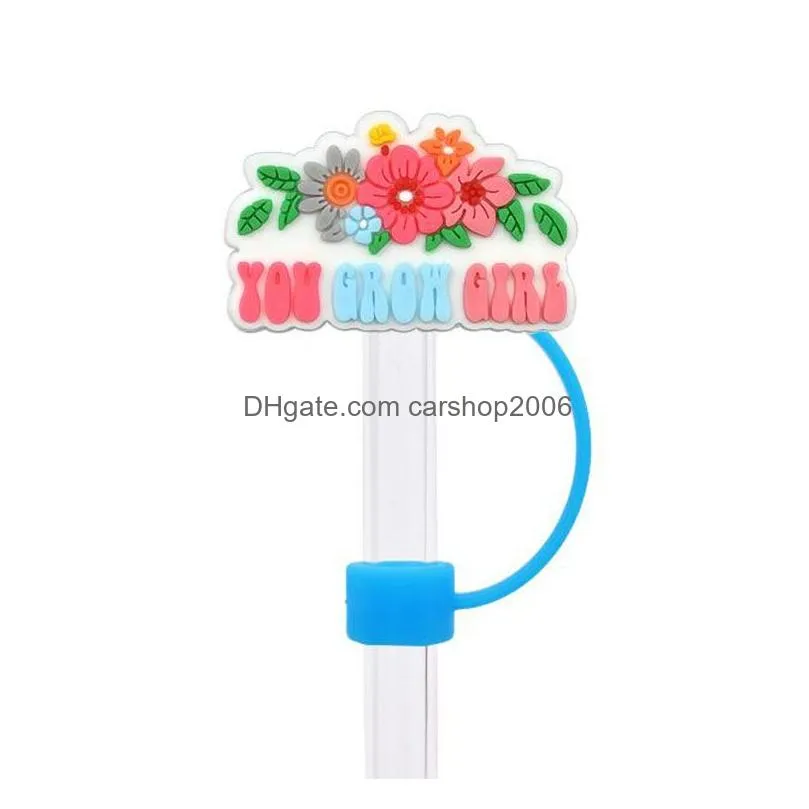 10mm silicone straw cap covers cartoon dust plug straws charms toppers decoration party