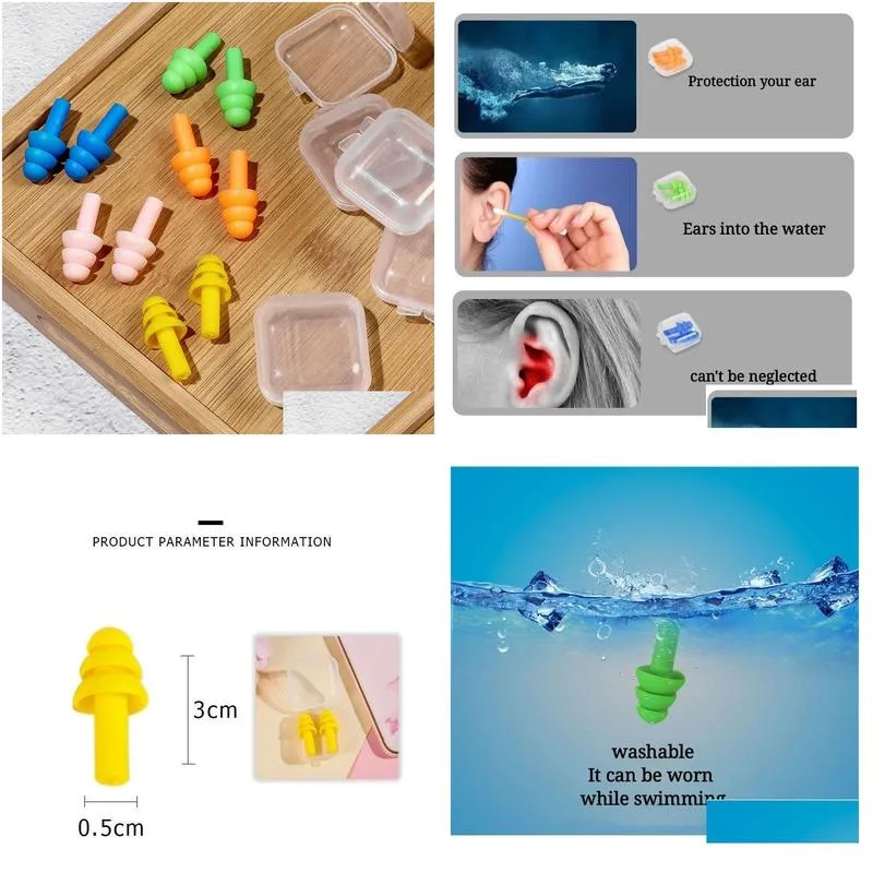 Silicone earplugs Learn waterproof noise reduction swimming equipment Outdoors antisnoring sleep Ear Plugs bright color silica 8205540