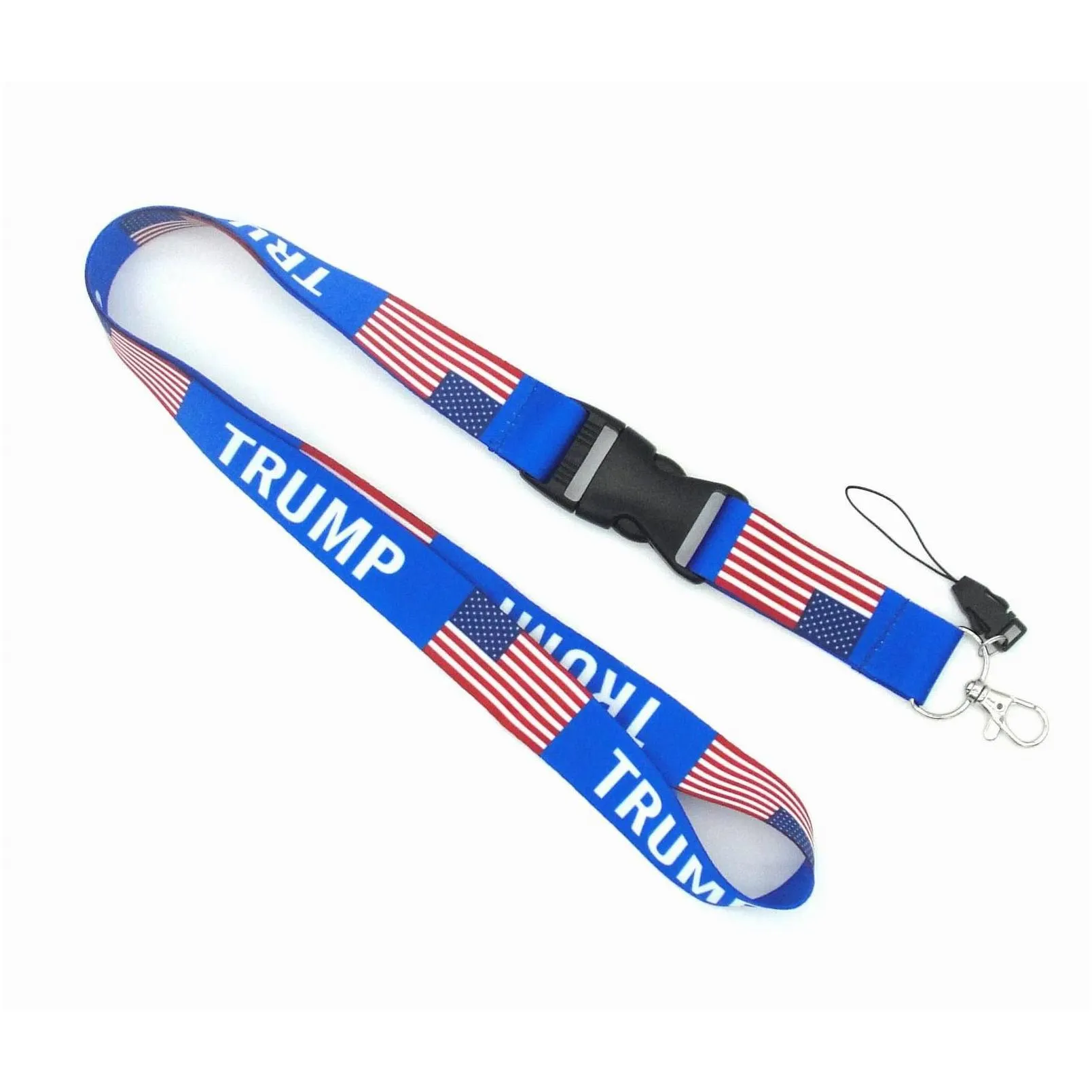 2 styles TRUMP U.S.A Removable Flag of the United States Key Chains Badge Pendant Party Gift moble phone lanyard