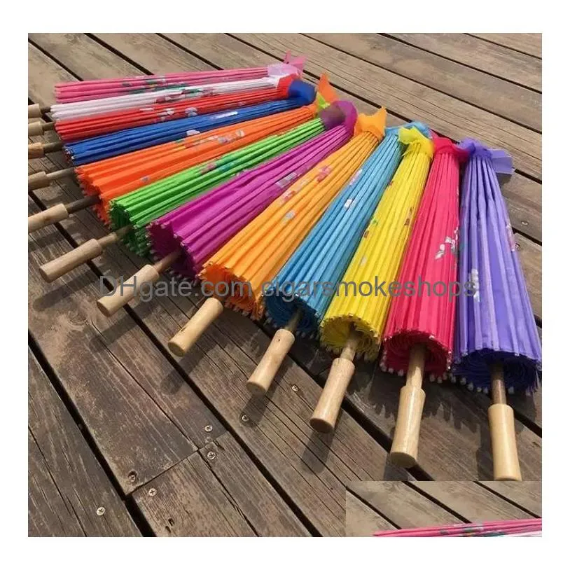 Party Favor Adts Chinese Handmade Fabric Umbrella Travel Candy Color Oriental Parasol Umbrellas Wedding Tools Fashion Accessories Drop Dhqre