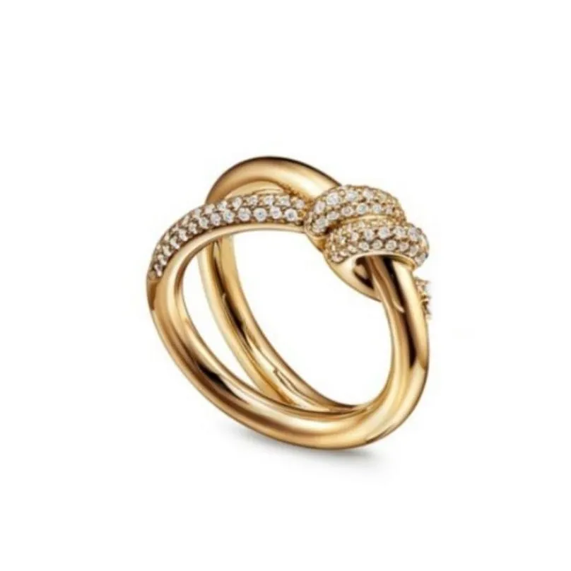 Womens Designer Ring Twisted Rope Ring Twisted Diamondless Set with Diamond Popular Fashion Classic Versatile Single Ring Double Ring Multi